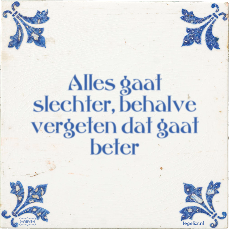 Alles gaat slechter, behalve vergeten dat gaat beter - Online tegeltjes bakken