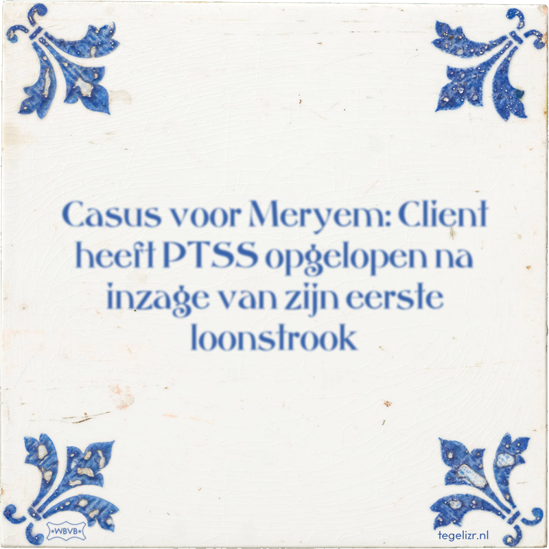 Casus voor Meryem: Client heeft PTSS opgelopen na inzage van zijn eerste loonstrook - Online tegeltjes bakken