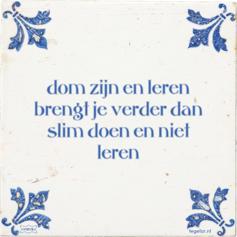 dom zijn en leren brengt je verder dan slim doen en niet leren - Online tegeltjes bakken