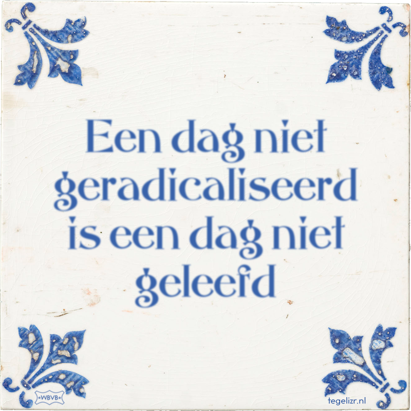 Een dag niet geradicaliseerd is een dag niet geleefd - Online tegeltjes bakken