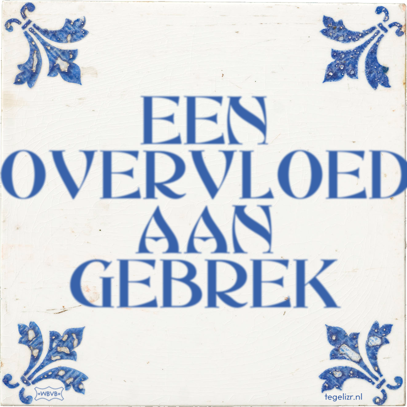 EEN OVERVLOED AAN GEBREK - Online tegeltjes bakken