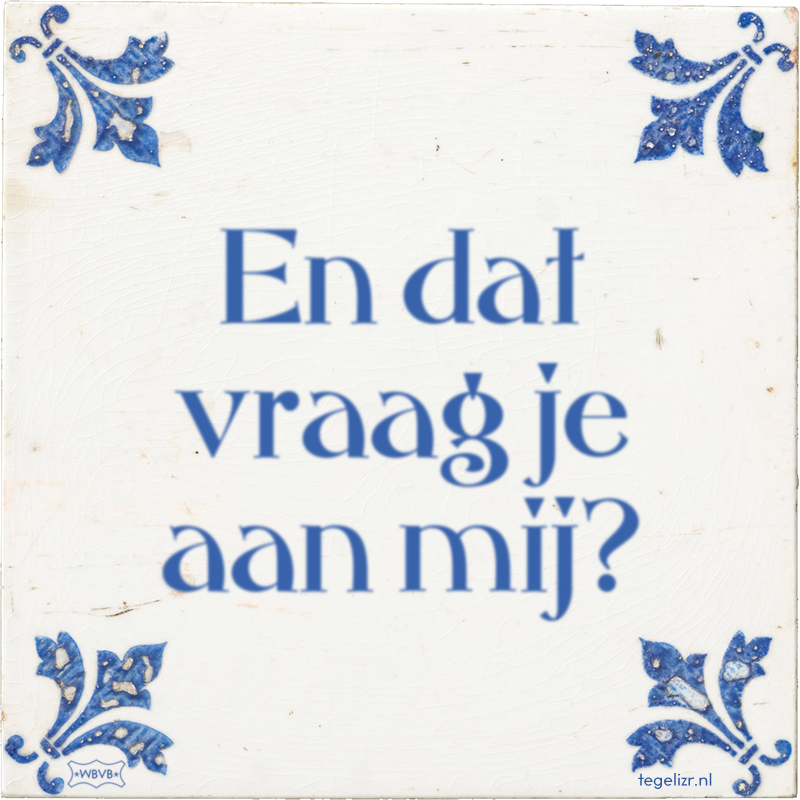 En dat vraag je aan mij? - Online tegeltjes bakken