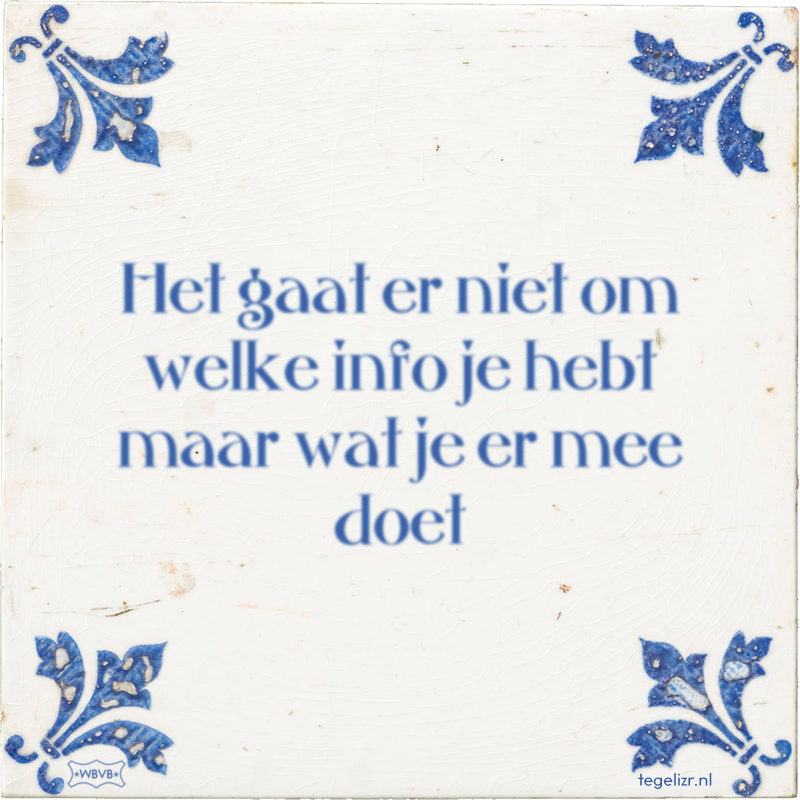Het gaat er niet om welke info je hebt maar wat je er mee doet - Online tegeltjes bakken