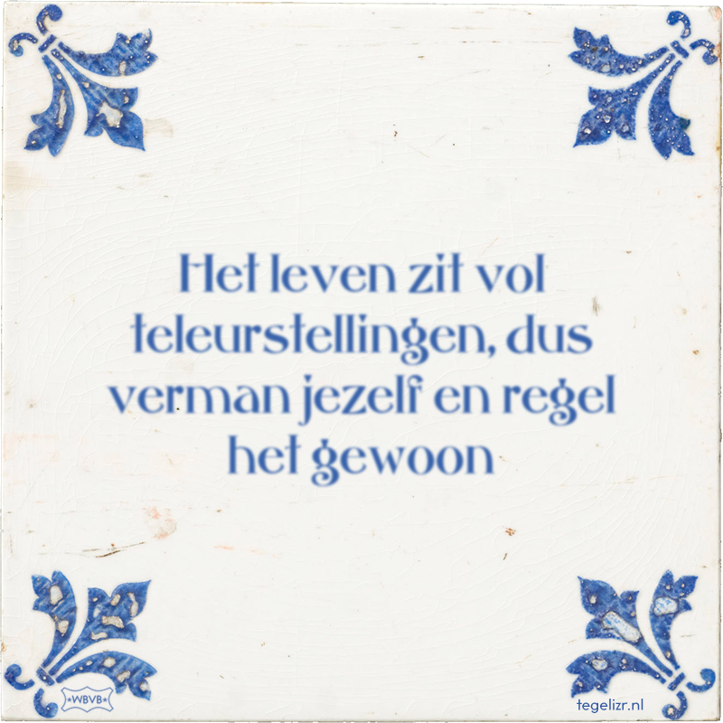 Het leven zit vol teleurstellingen, dus verman jezelf en regel het gewoon - Online tegeltjes bakken