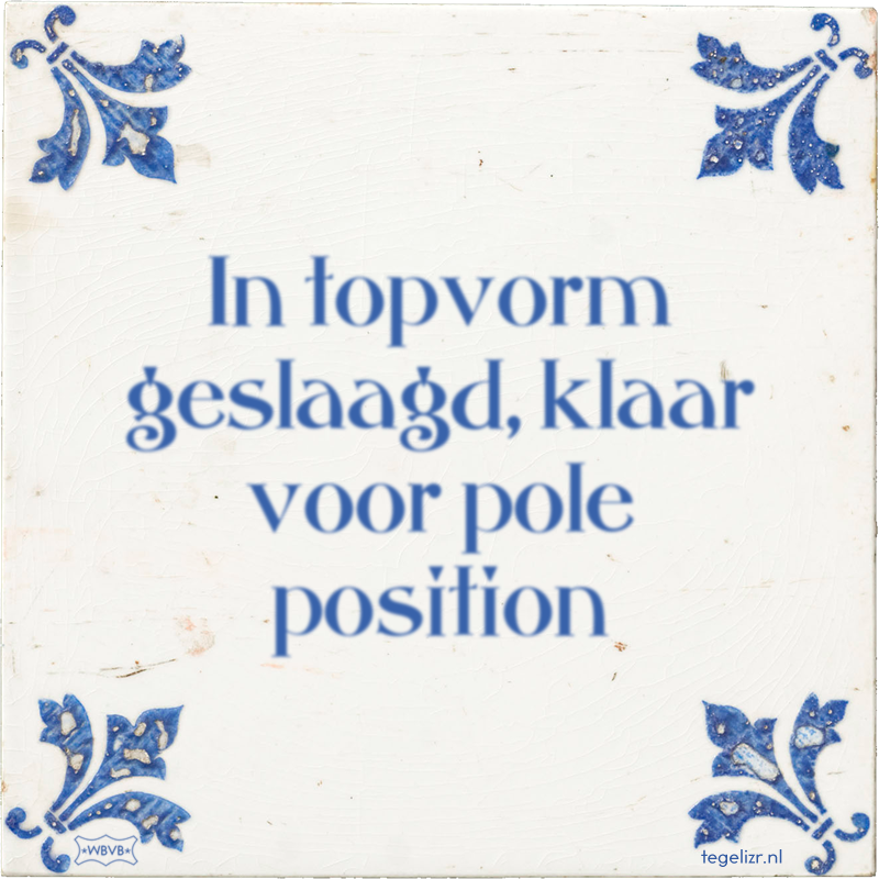 In topvorm geslaagd, klaar voor pole position - Online tegeltjes bakken