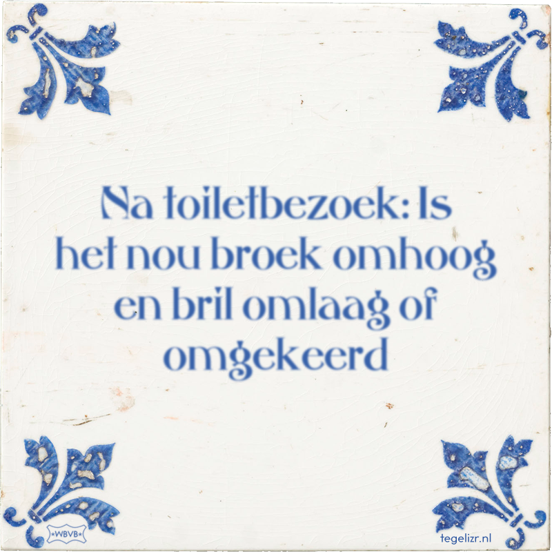 Na toiletbezoek: Is het nou broek omhoog en bril omlaag of omgekeerd - Online tegeltjes bakken