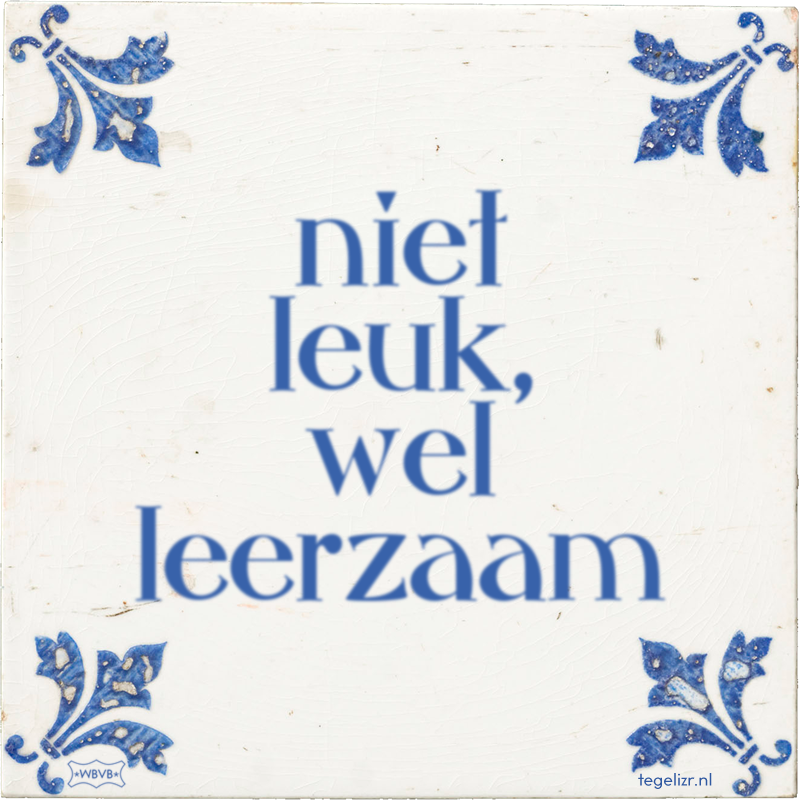 niet leuk, wel leerzaam - Online tegeltjes bakken