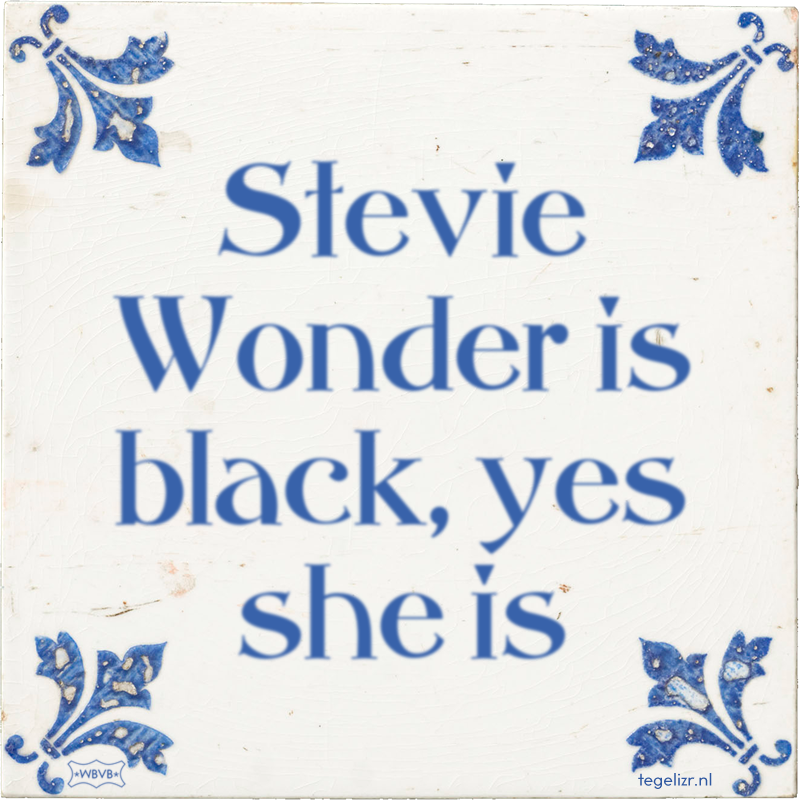 Stevie Wonder is black, yes she is - Online tegeltjes bakken