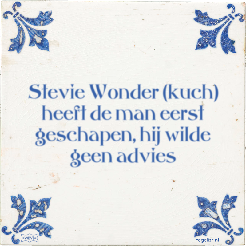 Stevie Wonder (kuch) heeft de man eerst geschapen, hij wilde geen advies - Online tegeltjes bakken