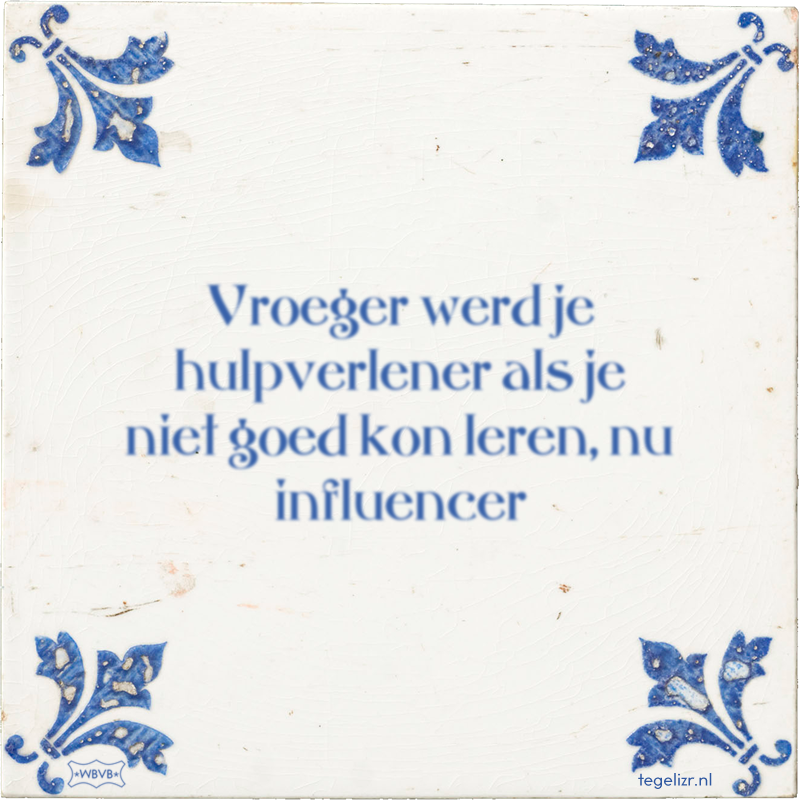 Vroeger werd je hulpverlener als je niet goed kon leren, nu influencer - Online tegeltjes bakken