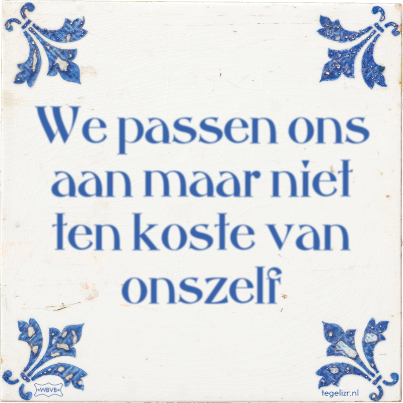 We passen ons aan maar niet ten koste van onszelf - Online tegeltjes bakken