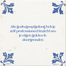 Als gedragsspigoloog heb je zelf professioneel inzicht om je eigen gektes te doorgronden - 3 keer bekeken
