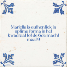 Mariella is authentiek in optima forma in het kwadraat tot de 6de macht maal 9 - 9 keer bekeken