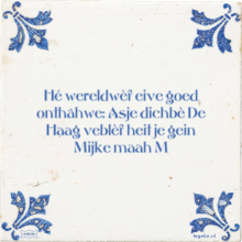 Hé wereldwèf eive goed onthâhwe: Asje dichbè De Haag veblèf heit je gein Mijke maah M - 8 keer bekeken