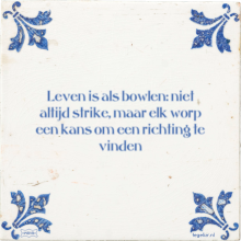 Leven is als bowlen: niet altijd strike, maar elk worp een kans om een richting te vinden - 1 keer bekeken